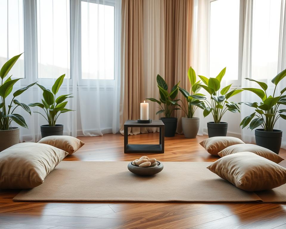 A quiet meditation space for mindful breathing exercises A quiet meditation space for mindful breathing exercises