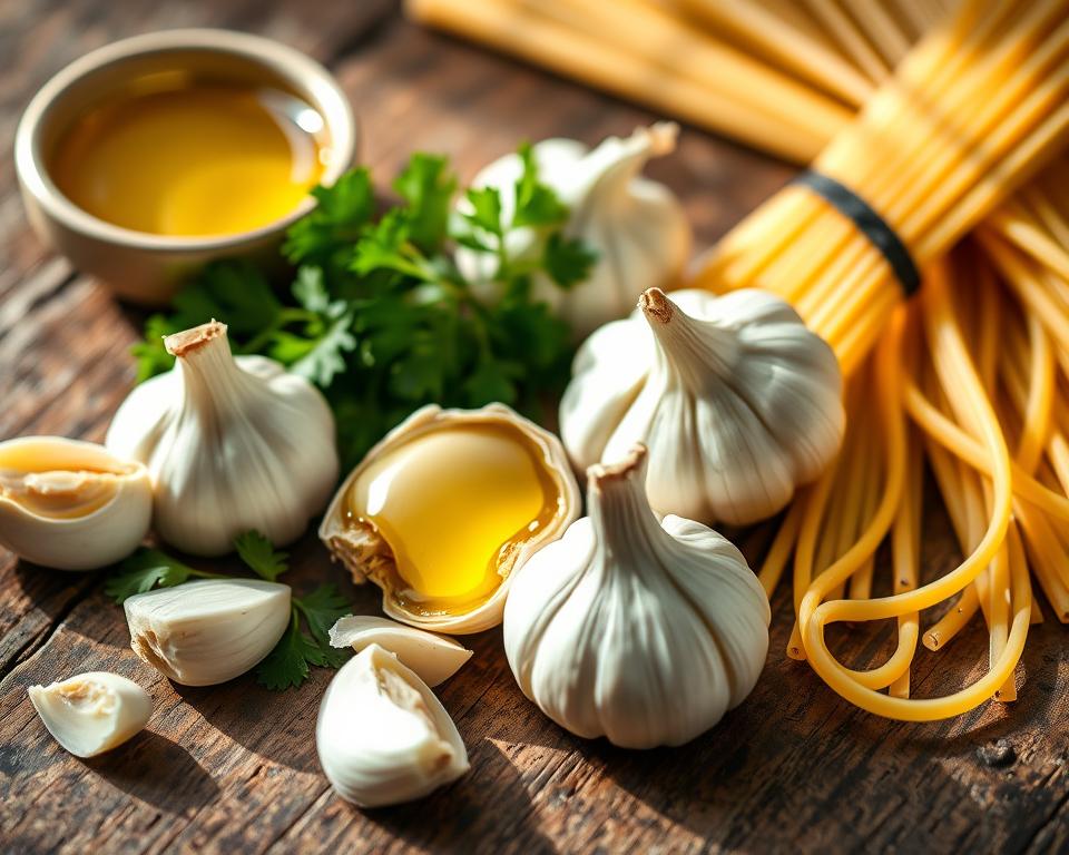 Garlic and oil pasta ingredients Garlic and oil pasta ingredients