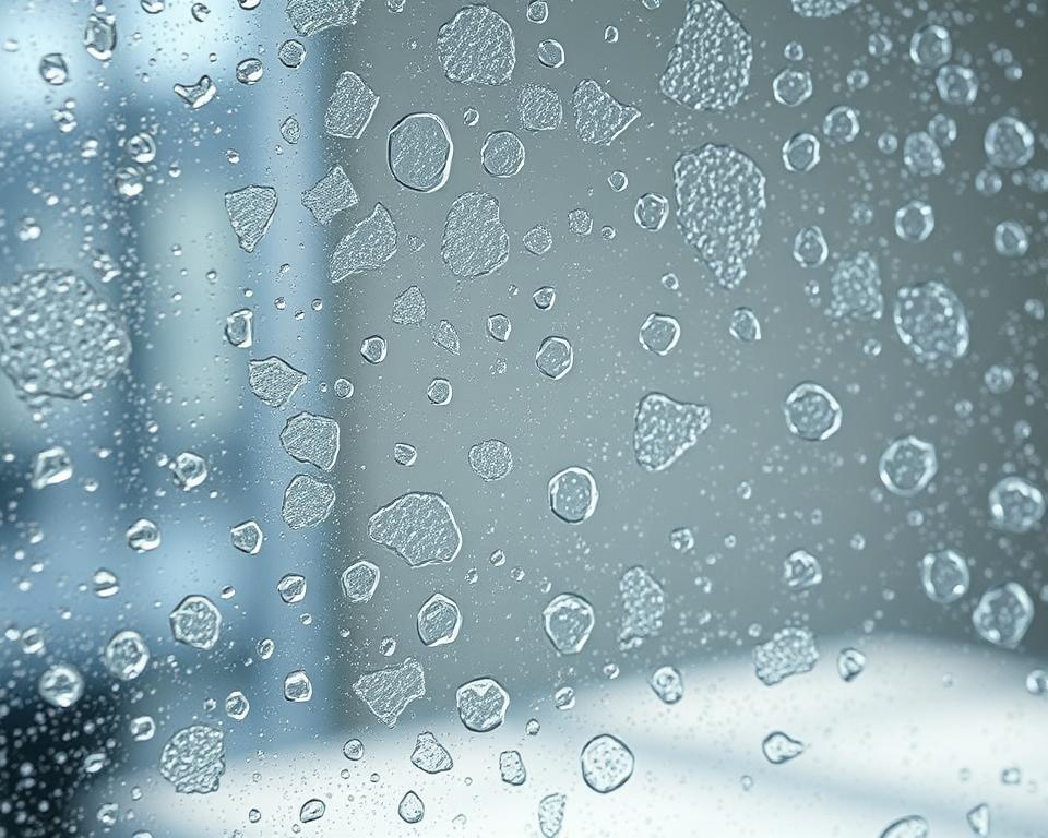 Hard-water spots on glass Hard-water spots on glass