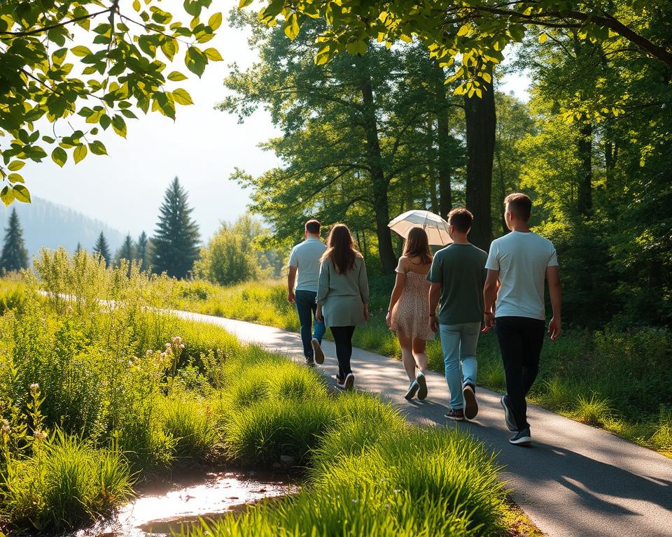 Mindful attention in nature during an outdoor walk Mindful attention in nature during an outdoor walk