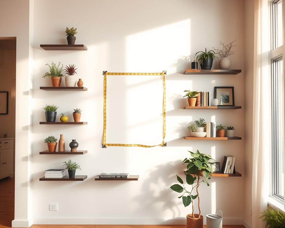 Planning vertical wall decor with floating shelves Planning vertical wall decor with floating shelves