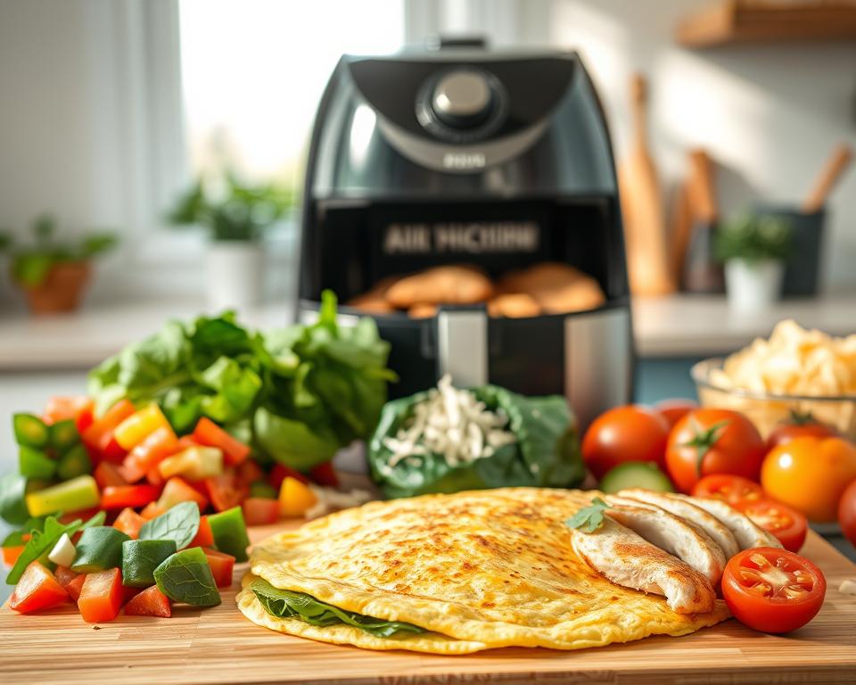 Recheios ricos em proteínas para omelete na air fryer Recheios ricos em proteínas para omelete na air fryer