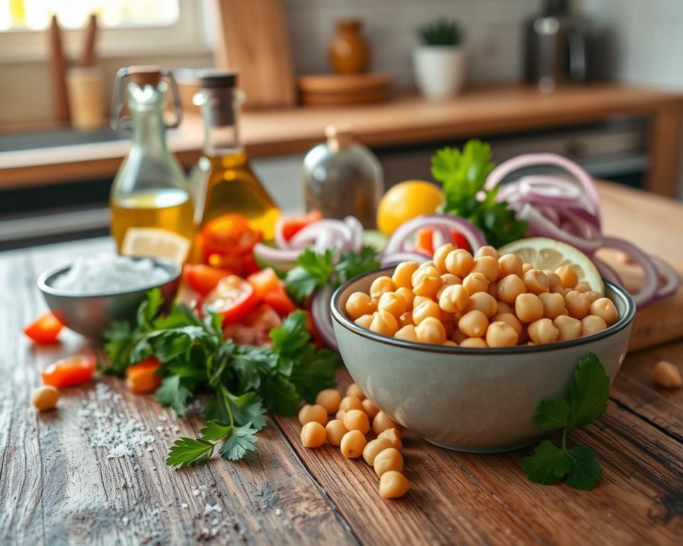Simple chickpea salad ingredients Simple chickpea salad ingredients