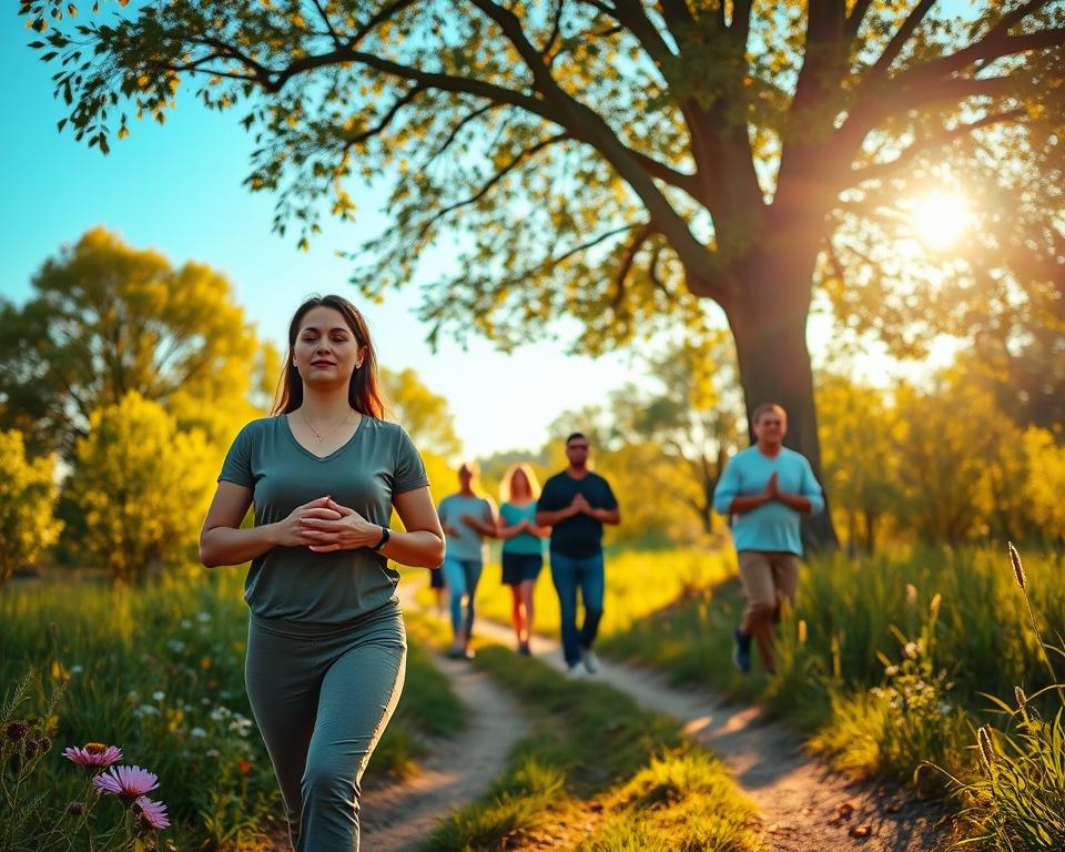 caminhada consciente ao ar livre