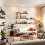 decoração com prateleiras flutuantes
