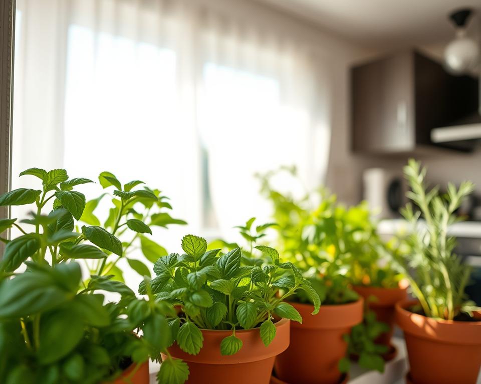 horta de temperos na janela