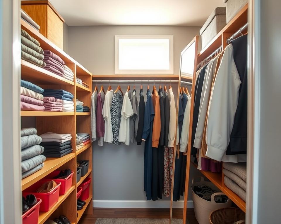 organização de guarda-roupa pequeno