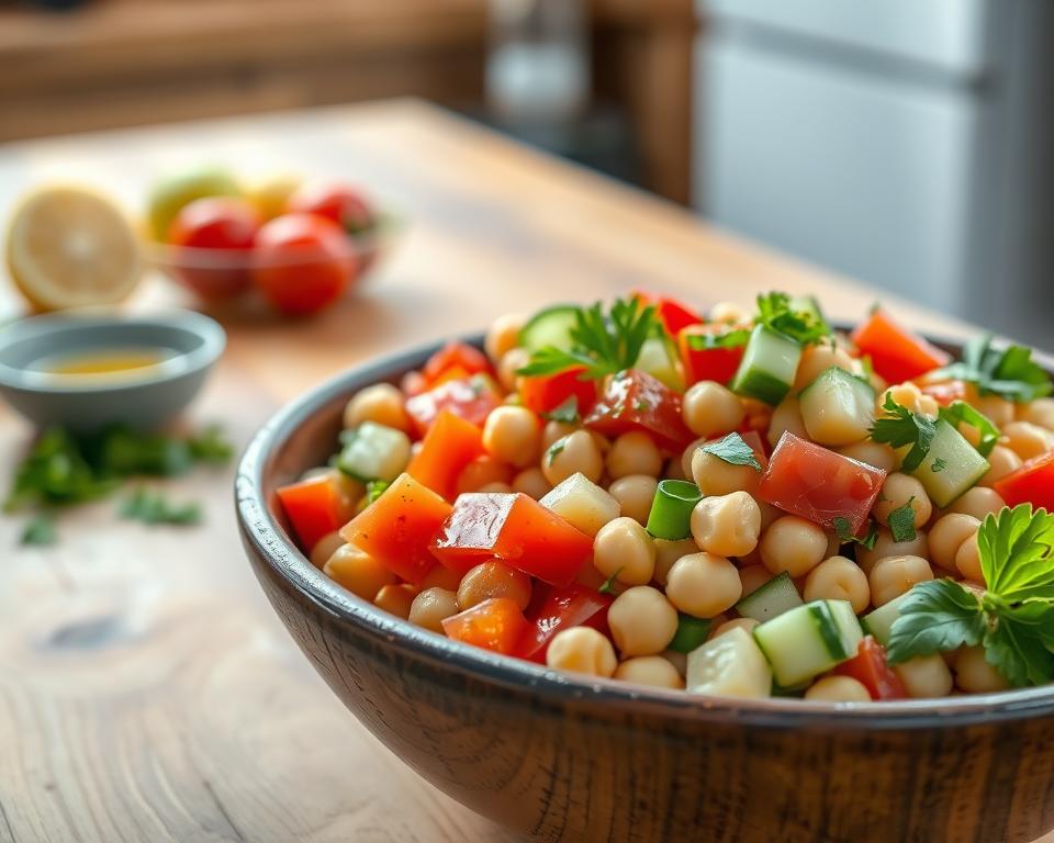 salada de grão-de-bico simples